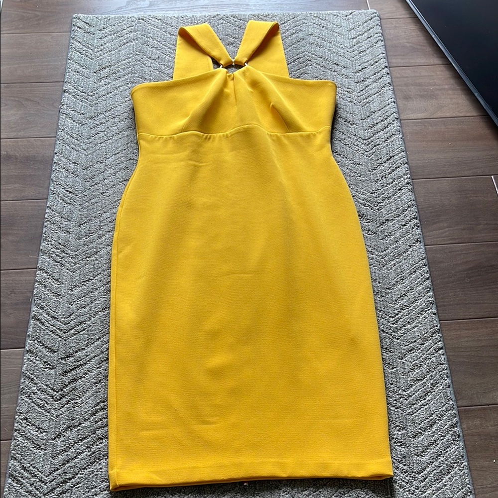 Elegant Yellow Halter Dress